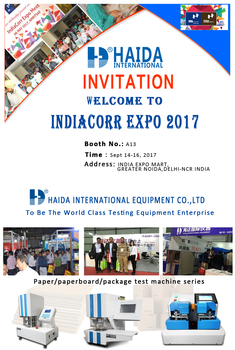 Welcome to Haida booth in IndiaCorr Expo 2017 Exhibitions 